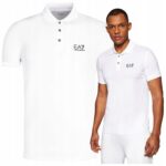 EA7 Emporio Armani - koszulka polo męska bawełniana z logo, biała