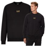 EA7 Emporio Armani - bluza męska bawełniana z logo, czarna
