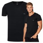 Armani Exchange - T-shirt męski bawełniany z logo, czarny