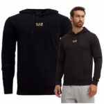 EA7 Emporio Armani - bluza męska bawełniana z logo, czarna