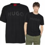 Hugo Boss - T-shirt męski bawełniany z logo, czarny