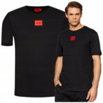 Hugo Boss - T-shirt męski bawełniany z logo, czarny