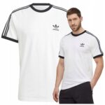 Adidas - T-shirt męski bawełniany z logo, biały