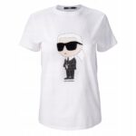 Karl Lagerfeld - T-shirt damski bawełniany, biały
