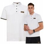 EA7 Emporio Armani - koszulka polo męska bawełniana z logo, biała