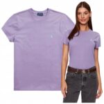 Polo Ralph Lauren - T-shirt damski bawełniany z logo, fioletowy