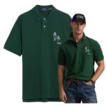 Ralph Lauren - koszulka polo męska bawełniana z logo, zielona