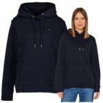 Tommy Hilfiger - bluza damska bawełniana z logo, granatowa
