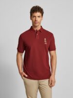 Ralph Lauren - koszulka polo męska bawełniana z logo, bordowy - obrazek 10