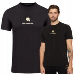 Karl Lagerfeld - T-shirt męski bawełniany z logo, czarny