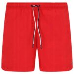 Tommy Hilfiger - kąpielówki męskie z logo, czerwone