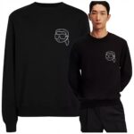 Karl Lagerfeld - bluza męska bawełniana regular fit z logo, czarna