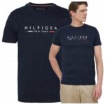 Tommy Hilfiger - T-shirt męski bawełniany z logo, granatowy