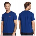 Tommy Hilfiger - T-shirt męski bawełniany z logo, niebieski