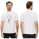 Karl Lagerfeld - T-shirt męski bawełniany z logo, biały