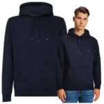 Tommy Hilfiger - bluza męska bawełniana z logo, granatowa