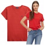 Polo Ralph Lauren - T-shirt damski bawełniany z logo, czerwony