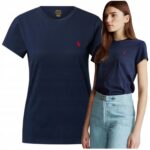 Polo Ralph Lauren - T-shirt damski bawełniany z logo, granatowy