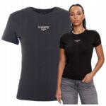 Tommy Hilfiger - T-shirt damski bawełniany z logo, czarny