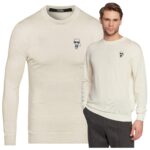 Karl Lagerfeld - sweter męski z logo, beżowy