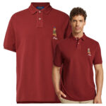 Ralph Lauren - koszulka polo męska bawełniana z logo, bordowy