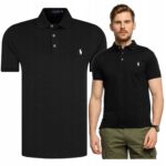 Ralph Lauren - koszulka polo męska bawełniana z logo, czarna
