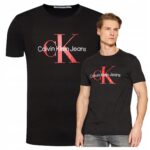 Calvin Klein Jeans - T-shirt męski bawełniany z logo, czarny