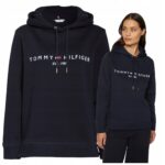 Tommy Hilfiger - bluza damska bawełniana z logo, granatowa