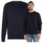Tommy Hilfiger - bluza męska bawełniana z logo, granatowa