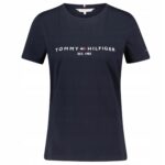 Tommy Hilfiger - koszulka damska bawełniana z logo, granatowa