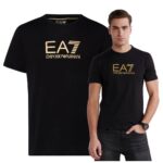 EA7 Emporio Armani - T-shirt męski bawełniany z logo, czarny