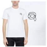Karl Lagerfeld - T-shirt męski bawełniany z logo, biały