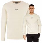 EA7 Emporio Armani - bluza męska bawełniana z logo, biała