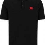 Hugo Boss - koszulka polo damska bawełniana z logo, czarna
