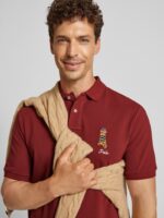 Ralph Lauren - koszulka polo męska bawełniana z logo, bordowy - obrazek 9