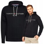 Tommy Hilfiger - bluza męska bawełniana z logo, czarna