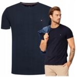 Tommy Hilfiger - T-shirt męski bawełniany z logo, granatowy