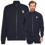 Karl Lagerfeld - bluza męska bawełniana z logo, granatowa