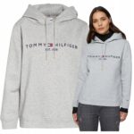 Tommy Hilfiger - bluza damska bawełniana z logo, szara