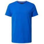 Tommy Hilfiger - koszulka męska bawełniana z logo, granatowa