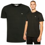 Lacoste - T-shirt męski bawełniany z logo, czarny