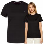 Tommy Hilfiger - koszulka damska bawełniana z logo, czarna
