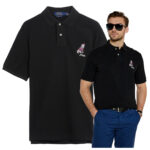 Ralph Lauren - koszulka polo męska bawełniana z logo, czarna