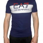 EA7 Emporio Armani - T-shirt męski bawełniany z logo, granatowy