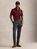 Ralph Lauren - koszulka polo męska bawełniana z logo, bordowy - obrazek 4
