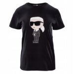 Karl Lagerfeld - T-shirt damski bawełniany, czarny