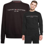 Tommy Hilfiger - bluza męska bawełniana z logo, czarna