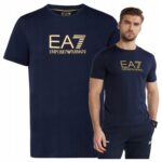 EA7 Emporio Armani - T-shirt męski bawełniany z logo, granatowy