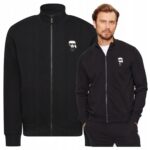 Karl Lagerfeld - bluza męska bawełniana z logo, czarna