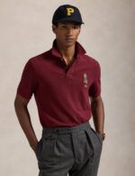 Ralph Lauren - koszulka polo męska bawełniana z logo, bordowy - obrazek 3